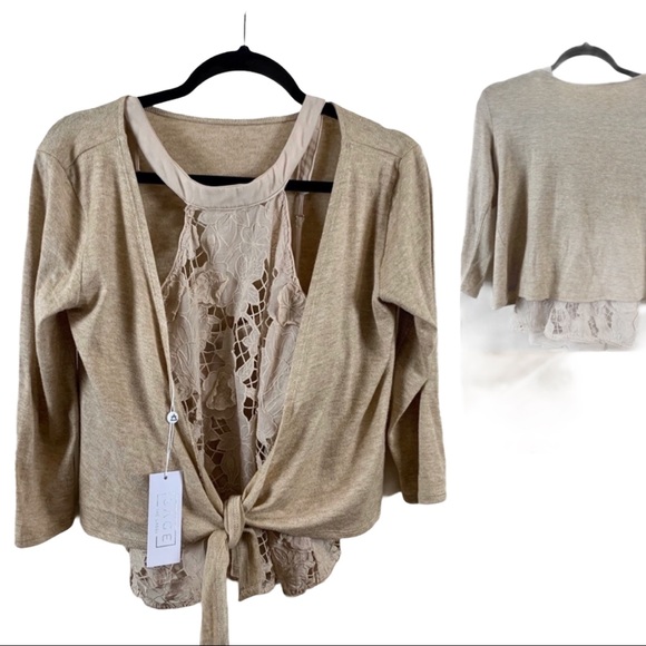 Sage Beige Soft Tie Front Crop Cardigan Sweater